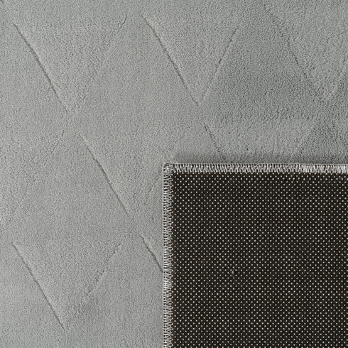 Kurzflor Teppich Polyester | Modernes Design für Wohnzimmer, Esszimmer, Schlafzimmer | Grau